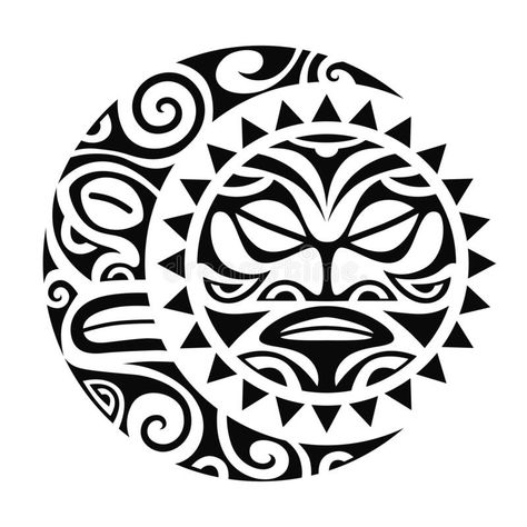 Maori Shoulder Tattoo, Maya Tattoo, Polynesian Tattoo Meanings, Tato Maori, Tattoo Sonne, Tato Suku, Tiki Tattoo, Mayan Tattoos, Moon Sun Tattoo