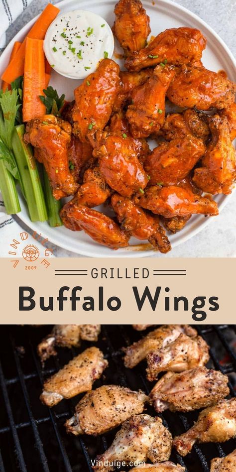 Grilled Hot Wings Recipe, Grilled Buffalo Wings, Wings Recipe Grilled, Grilled Chicken Wings Recipe, Buffalo Chicken Wings Recipe, Hot Chicken Wings, Grilled Buffalo Chicken, Easy Chicken Wings, Hot Wing Recipe