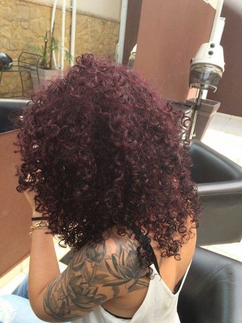 Deep Red Curly Hair Natural Curls, Plum Red Hair Color Burgundy, Red Rinse On Black Hair, Dark Maroon Curly Hair, Curly Hair Dark Purple, Plum Red Curly Hair, Dark Purple Curly Hair Black Women, Purple Red Hair Curly, Black Red Hair Curly