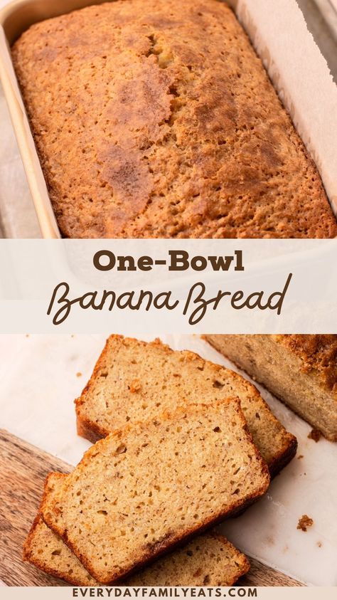 This moist and tender One Bowl Banana Bread recipe is perfect for when you have a few overripe bananas and want to make something deliciously comforting. Slow Cooker Tomato Soup, Bread Loafs, Carrot Cake Muffin Recipe, One Bowl Banana Bread, Ground Turkey Tacos, Carrot Cake Muffins, Banana Muffin Recipe, Vegetarian Bake, Overripe Bananas