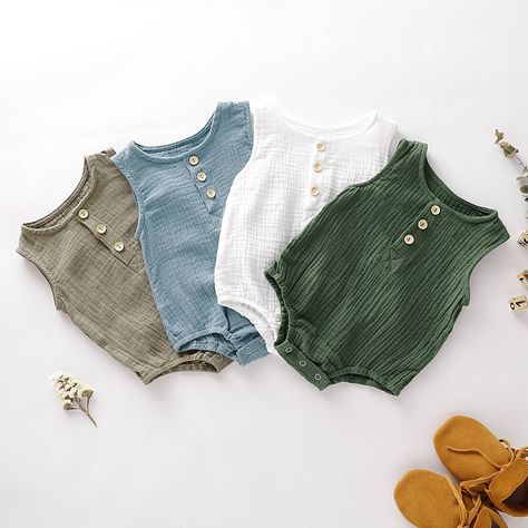 Mama Siesta Spring Linen Bubble Romper - Mushroom-Barn Chic Boutique Romper Designs, Solids For Baby, Newborn Romper, Cotton Romper, Sleeveless Rompers, Baby Outfits Newborn, Baby Outfits, Matching Family Outfits, Fashion Weeks