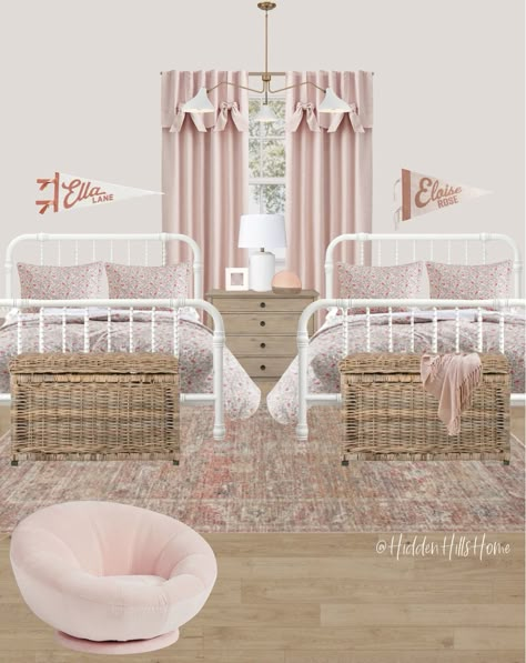 Monarch Hill Wren Metal Bed curated on LTK Shared Sisters Bedroom, Twin Girls Bedroom, Sisters Shared Bedroom, Sisters Shared Room, Pink Toddler Rooms, Sisters Bedroom Ideas, Sibling Bedroom, Girls Shared Bedroom, Sisters Bedroom