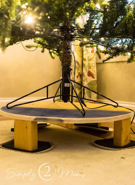 Christmas Tree On Platform, Elevate Christmas Tree Ideas, Diy Tree Platform, Christmas Tree Collar And Skirt, Christmas Tree Pedestal, Christmas Tree Raised Base, Elevate Christmas Tree Stand, Platform For Christmas Tree, Christmas Tree Platform Diy