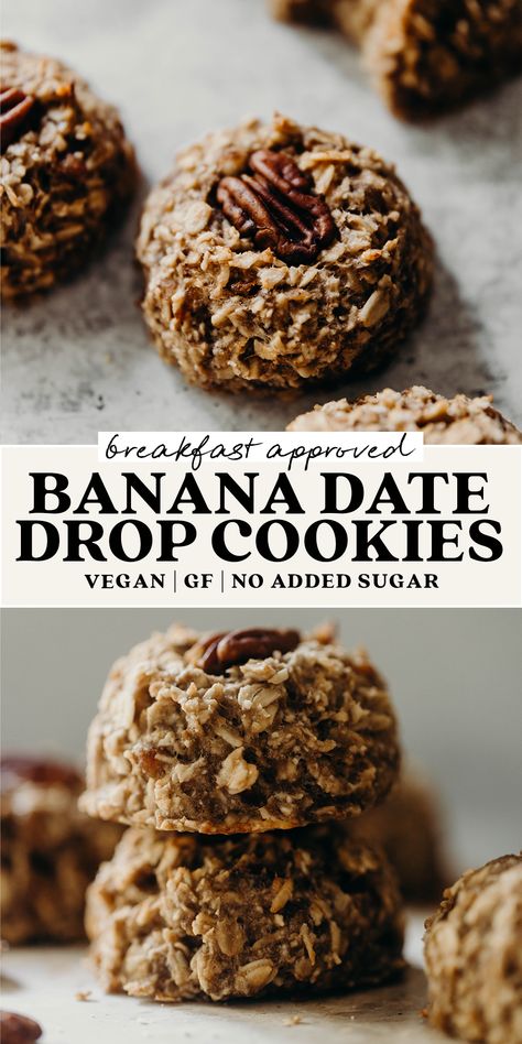 Desserts With Dates, Cookies Healthy, Healthy Cookie Recipes, Date Recipes, Drop Cookies, Healthy Sweets Recipes, Banana Healthy, Lost 100 Pounds, Healthy Cookies