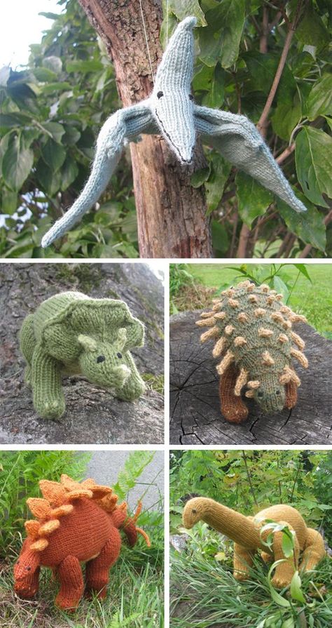 Dinosaur Knitting, Animal Knitting Patterns, Knitting Patterns Toys, Knitted Animals, Dinosaur Pattern, Dinosaur Toys, Yarn Projects, Knitted Dolls, Knitting For Kids