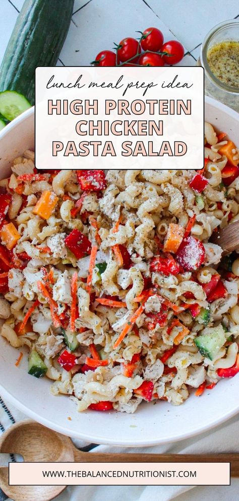 Chickpea Pasta Salad, Protein Pasta Salad, On The Go Lunch, Meal Prep Lunches, High Protein Pasta, Pasta Lunch, Chicken Chickpea, Protein Lunch, High Protein Meal Prep