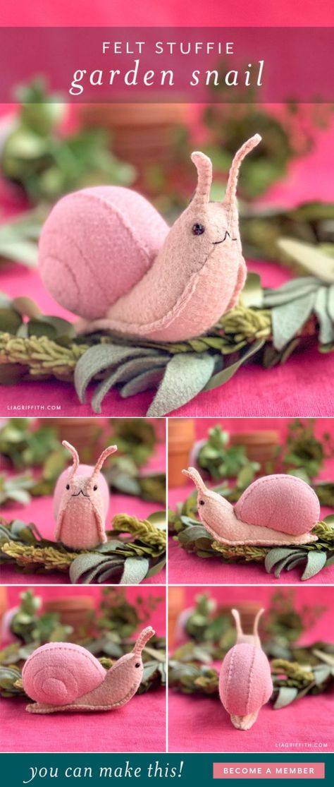 Snail Pattern Sewing, Snail Stuffed Animal, Felt Animal Patterns Free Templates Stuffed Toys, Felt Snail Pattern Free, Snail Plush Pattern, 3d Felt Animals, Stuffed Animal Making, Diy Snail Craft, Felt Templates Printable Free Pattern Animals