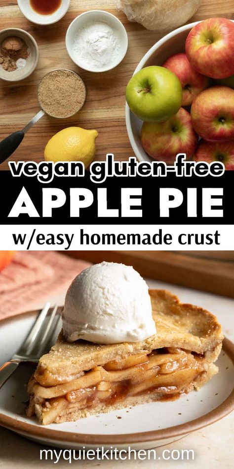 Vegan Gluten-Free Apple Pie Vegan Apple Pie Crust, Vegan Apple Pie Recipe, Vegan Pies Recipes, Gluten Free Apple Pie, Vegan Apple Cake, Vegan Pie Crust, Vegan Apple Pie, Vegan Holiday, Vegan Thanksgiving Recipes