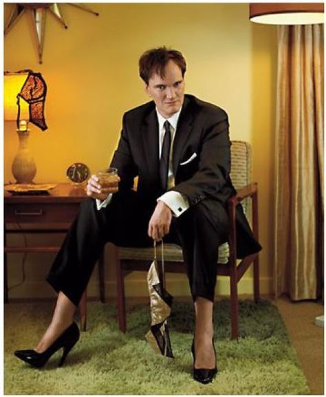 Hollywood director Quentin Tarantino has made it clear that it's okay for a man to wear high heels by donning a pair and scowling at the camera in a "I'm the Anti-Christ. You got me in a vendetta kind of mood. You tell the angels in heaven you never... Men Wearing High Heels, Quentin Tarantino Movies, Tarantino Films, Men In Heels, Ellen Von Unwerth, Rock N’roll, Celebrity Portraits, Jean Baptiste, Foto Art