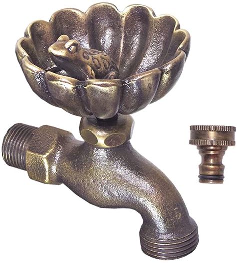 Toad Garden, Brass Faucet Bathroom, Antique Brass Faucet, Frog Garden, Garden Sprinklers, Flower Water, Brass Faucet, Water Faucet, Tub Faucet