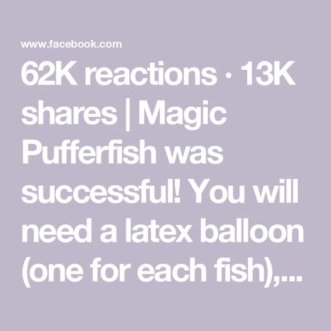 62K reactions · 13K shares | Magic Pufferfish was successful! You will need a latex balloon (one for each fish), baking soda, white vinegar, and a disposable glove. Show your kiddos how science is magic 🤩 #scienceexperiment #scienceforkids #magic #pufferfish #ImaginativePlay #parenting #momlife #tutorial #howto #scienceexperimentsforkids #fun #activitiesforkids #summertimefun #sensoryplay #autismmom #autismawareness | Shelbie Archibeque | Shelbie Archibeque · Original audio Magic Pufferfish, Science Is Magic, Puffer Fish, Disposable Gloves, Summertime Fun, Science Experiments Kids, White Vinegar, Science For Kids, Science Experiments