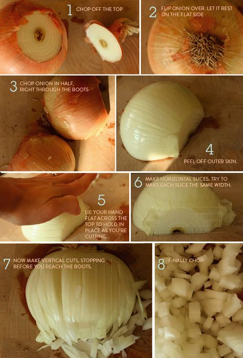 How to cut an onion.
I always forget the way my dad taught me, but here it is. Basic Knife, How To Cut Onions, Knife Skills, Cooking 101, Food Info, Cooking Basics, Cooking Skills, Food Facts, Food Tips