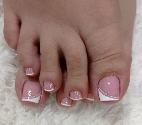 CHECK OUT THESE 36 INSPIRING FRENCH TIP TOE PICTURES AND A GUIDE TO ACHIEVE THEM! - 238 Cute Toenail Designs French Tips, Graduation Pedicure Ideas, French Feet Nails, French Tip Toenails With Design, Toe Nail French Tip Designs, French Toe Nails With Design, Toe Designs Pedicure Simple, Diy Toenail Art, Pedicure Designs Toenails Simple