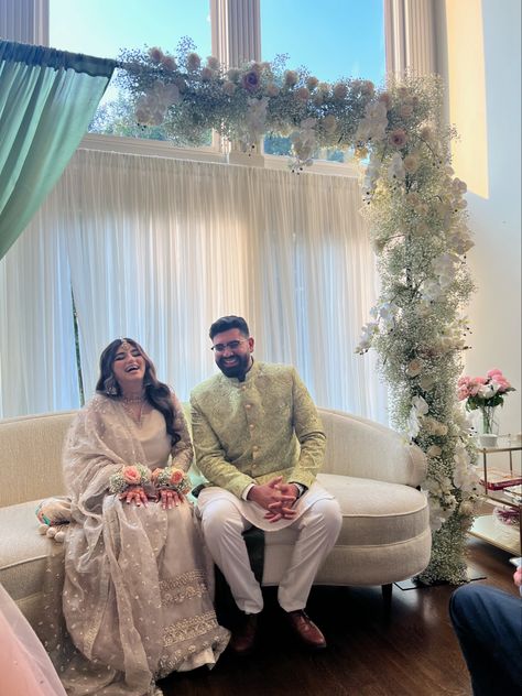 Baat Pakki Pictures, Desi Engagement Party, Pakistani Engagement Photos, Pakistani Baat Pakki Decor, Desi Engagement Photos, Baat Pakki Ideas Decoration, Desi Engagement Decor, Baat Pakki Ideas At Home, Pakistani Engagement Decor