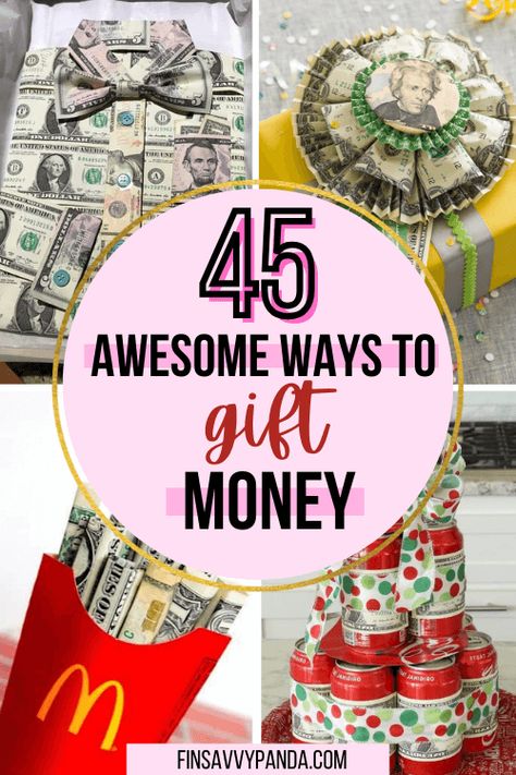 46 Surprisingly Fun Money Gift Ideas and Creative Ways To Give Cash in 2024 - FinSavvy Panda Baby Shower Money Gift Ideas, Funny Ways To Give Money, Fun Money Gift Ideas, Creative Ways To Give Cash, Ways To Gift Money, Money Gifts Christmas, Ways To Give Money, Money Puzzles, Money Gift Ideas