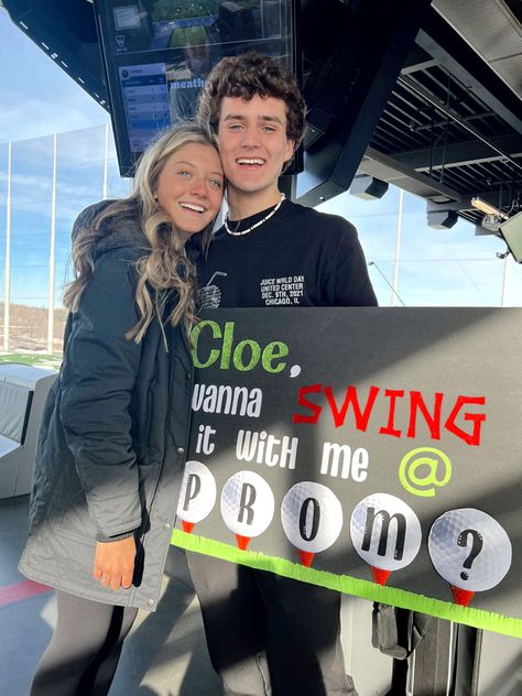 Cute Prom Ideas Proposals, Hoco Proposals Ideas Golf, Homecoming Proposal Ideas Golf, Golf Homecoming Proposals, Golf Promposal For Him, Guy Promposal, Tennis Hoco Proposal, Cheer Promposal, Dance Promposal