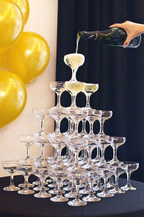 How To Build A Champagne Tower - A Beautiful Mess Paris Bridal Shower Theme, Champagne Fountain, Champagne Birthday, Champagne Tower, Champagne Bar, Champagne Party, Champagne Bottles, Fancy Party, Beautiful Mess