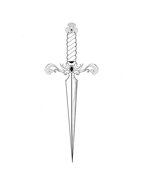 Fine Line Dagger Tattoo, Dagger Tattoo Stencil, Dagger Chest Tattoo Female, Athame Tattoo, Scepter Tattoo, Simple Dagger Tattoo, Dagger Illustration, Dagger Tattoo Meaning, Dagger Tattoo Design