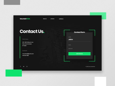 Contact Us Design - Daily UI 028 by Kristers Linde on Dribbble Contact Us Design, Contact Us Page Design, Ui Website, Ui Design Website, Contact Page, Daily Ui, Webpage Design, Ui Design Inspiration, Mobile Design