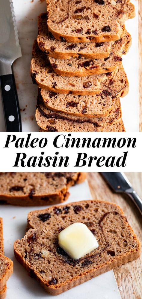 Paleo Sandwich, Paleo Running Momma, Bread Cinnamon, Cinnamon Bread Recipe, Pain Aux Raisins, Grain Free Bread, Cinnamon Raisin Bread, Paleo Bread, Paleo Baking