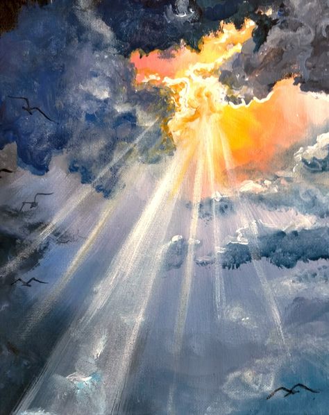 Sun Behind Clouds Drawing, Sunny Painting Ideas, Sun Art Drawing, Hope Artwork, Compassion International, Piskel Art, Sun Painting, Sunrise Painting, Painting Series