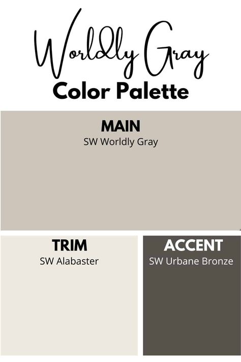 Sherwin Williams Worldly Gray, Urbane Bronze, Worldly Gray, Greige Paint Colors, House Paint Color Combination, Wallpapers Home, Greige Paint, Color Combinations Paint, Exterior House Paint Color Combinations