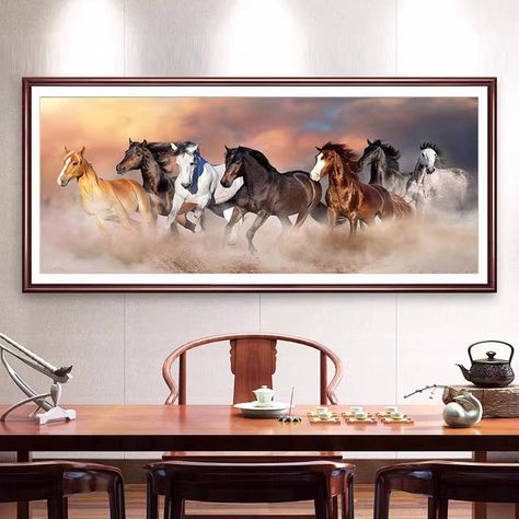 7 Horses Running in one Direction Vastu Crystal Porcelain 3D Wall Art Welcome to our Online Store. One Stop Shop For Home Decor Features: This Wall art comes with premium quality, highly durable materials. Process: Crystal sealing layer, bright colors, high-definition high-definition picture quality, waterproof, and easy to care. Mounting method: porcelain sealing glaze + HD picture core + mirror porcelain + rust-proof aluminum frame + thick MDF back plate. 3.5cm aluminum alloy pic... 7 Horses Running Painting Vastu Hd, 7 Horses Running Painting Vastu, 7 Horses Running Painting, Seven Horses Painting, 7 Horses, Horses Running, Religious Wall Art, Horse Wall, 3d Painting