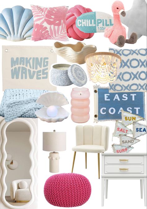 Beachy Boho Preppy Bedroom, Beachy Bedrooms Ideas, Costal Core Bedroom, Beachy Bedding Coastal Style, Coastal Girly Bedroom, Beach’s Room Decor, Cute Beach Themed Bedrooms, Colorful Beach Room Aesthetic, Cute Beachy Room Decor