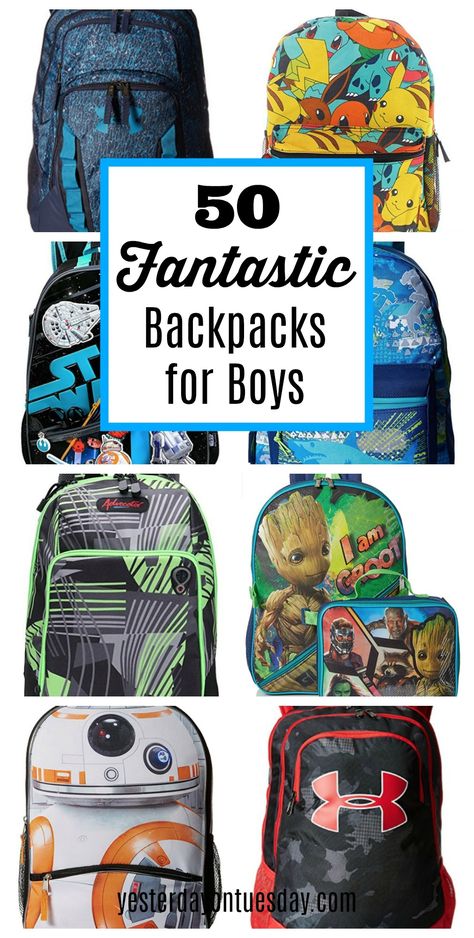 Great backpacks to buy for boys including Guardians of the Galaxy, Star Wars, Mine Craft themed backpacks as well as sporty! | back to school | backpacks | Backpacks For Boys, Boys Backpack, Middle School Boys, Preppy Backpack, Back To School Checklist, School Checklist, Kindergarten Backpack, Kids School Backpack, Back To School Kids