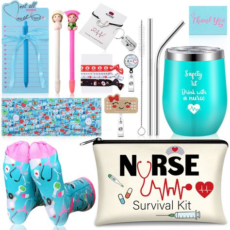 PRICES MAY VARY. Nurse Appreciation Gift Set: you will get 1 nurse notepad in a cute bow and coordinating pen,1 nurse greeting cards,1 nurse theme wine tumbler with straws and cleaning,1 retractable nurse badge reel holder,1 nurse makeup bag,1 nursing headband with buttons, 1 pair nurse socks, 3 nurse hair ties, 1 nurse keychian and other nurse accessories, as ideal gifts for nurse graduation, nurses week, nurse practitioner, registered nurse, nurse birthday and nurse appreciation Nurses Design: Oncology Nurse Gift Ideas, Gift Basket Ideas For Nurses, Medical Assistant Gift Ideas, Gifts For Nurses Appreciation, Nurse Gift Basket Ideas, Nursing Basket, Brrr Basket, Nursing Instructor Gifts, Nurse Gift Baskets