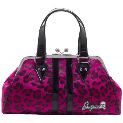 SOURPUSS TEMPTRESS PINK LEOPARD PURSE Fall Handbag Trends, Statement Purse, Leopard Handbag, Leopard Purse, Sourpuss Clothing, Leopard Print Bag, Purple Leopard Print, Retro Handbags, Fall Handbags