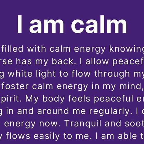 High Vibrations 🙏🏽 on Instagram: "Type I AM CALM to connect with this energy 🤍🦋

Affirmations are short, simple phrases that we repeat to ourselves, to give ourselves a message or to confirm something that, deep down, we know to be true. And when it comes to affirmations for creating calm, repeating your mantras can have a really grounding effect, putting the problems at hand into perspective and reminding you of your values and priorities.

Here, we’re sharing affirmations to help you create a sense of calm.

#calming #calm #tranquil #affirmations #peace #chakrabalancing #crownchakra #chakrahealing #chakra #highchakras" Simple Phrases, I Am Calm, High Vibrations, Your Values, Deep Down, Chakra Balancing, Chakra Healing, Chakra, Affirmations