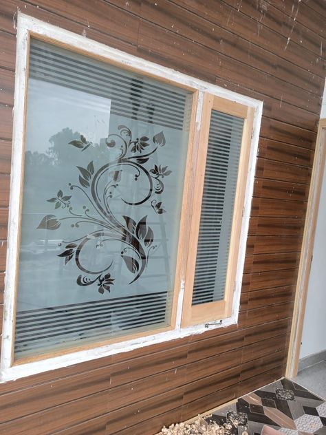 Front Monty Glass Design, Window Glass Design Modern India, Etched Glass Door Interiors, Frosted Glass Design Pattern Living Rooms, Window Glass Etching Designs, Etching Glass Design For Balcony, Latest Window Designs, Frosted Window Design, Etched Glass Windows