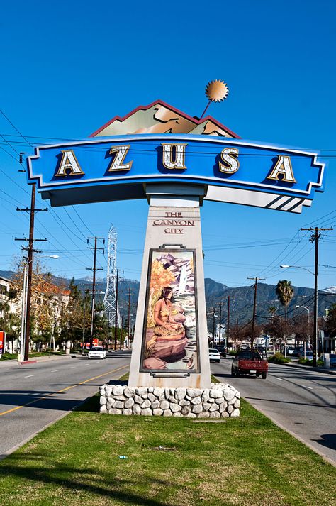 Azusa, California - sign  on Azusa Ave. Azusa California, Azusa Pacific University, California Apartment, Canyon City, California Sign, California Coast Road Trip, Neon Signage, California Living, California City