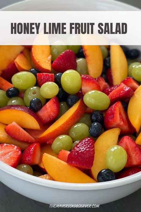 Fresh Fruit Salad Recipe Summer, Fresh Fruit Salad Recipe Simple, Fruit Salad With Honey Lime Dressing, Fruit Side Dishes, Fresh Fruit Salad Recipe, Honey Lime Fruit Salad, Lime Fruit Salad, Fruit Salad Dressing, Healthy Fruit Salad Recipes