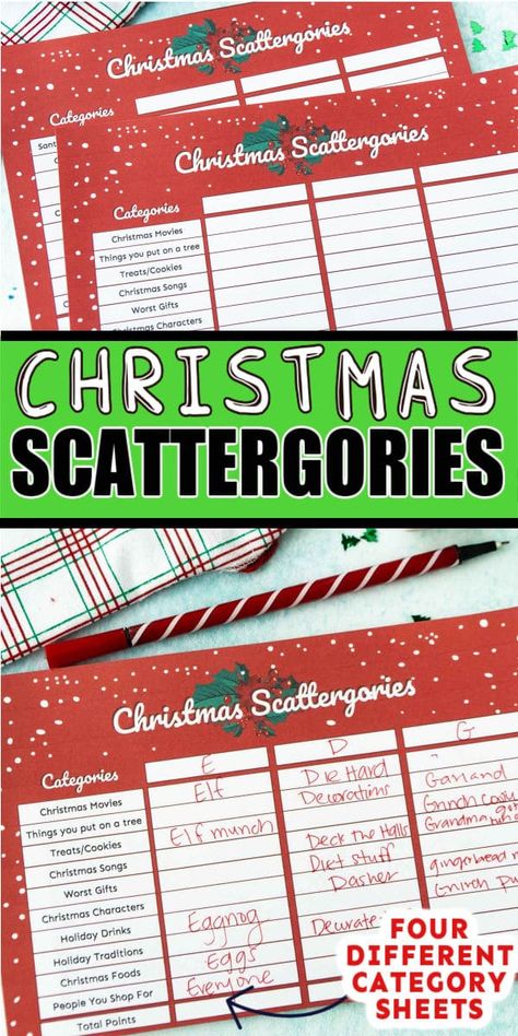 Free printable Christmas scattergories cards! This fun printable Christmas game is super easy to play and fun for pretty much all ages! Play it in person or virtual for some awesome Christmas fun! Christmas Scattergories, Xmas Games, Fun Christmas Party Games, Printable Christmas Games, Fun Christmas Games, Family Christmas Party, Christmas Game, Holiday Games, 12 December