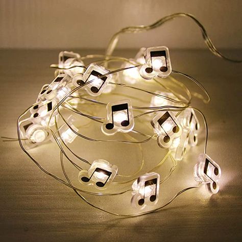 Tree Bedroom, Music Bedroom, Star String Lights, White String Lights, Music Room Decor, Battery String Lights, Cocktail Accessories, Music Decor, Musical Notes