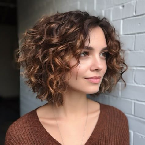 Inverse Bob Curly Hair, Short Brown Curly Hairstyles, Natural Curl Short Pixie, Short Layered Curly Haircuts Messy Bob, Medium Length Haircuts For Women Over 40, Curly Hair Bobs Naturally, Fine Curly Bob, Mid Length Curly Bob, Bob Natural Curly Hair