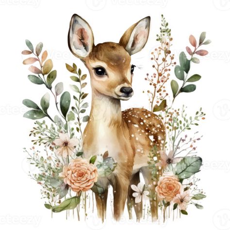 Deer Clip Art, Deer Flowers, Deer Png, Spring Png, Fall Stickers, Deer Species, Deer Design, Card Making Crafts, Flower Patch