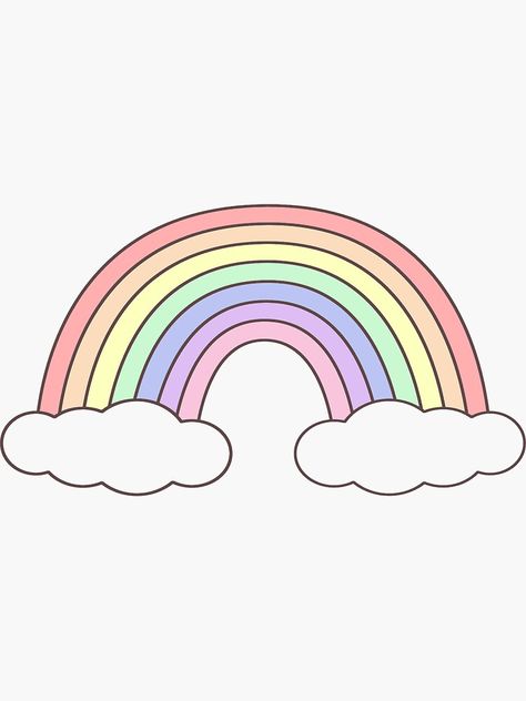 "Simple Pastel Rainbow" Sticker by bird767 | Redbubble Rainbow Cute Drawing, Pastel Rainbow Drawing, Simple Rainbow Drawing, Cute Rainbow Drawings, Cute Simple Stickers, Cute Rainbow Stickers, Pastel Rainbow Clipart, Cute Stickers Printable, Cute Stickers Aesthetic