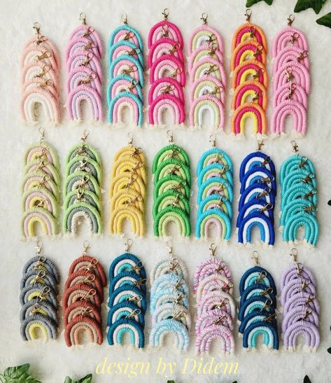 Rainbow keychains, macrame keychains, baby shower  guest gif,birthday favors, rainbow keyr, boho  keychains, rainbow concept, bulk keychains  You can ask me anything you want to ask about your order.😊  i would be happy with that.   ☘️Our Rainbow Size is 7 cm on average. ☘️Each keychain is individually packaged and sent. I shared the color chart only for you to choose your colors. do not care about the key chain model. We prepare your rainbow and send it to you. Can you message me to order the n Gif Birthday, Keychains Macrame, Keychain Macrame, Rainbow Boho, Rainbow Keychain, Macrame Rainbow, Boho Party, Rainbow Gift, Baby Shower Favor