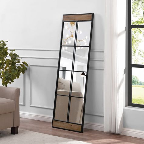 Window Grids, Tall Mirror, Leaning Mirror, Farmhouse Window, Mirror Metal, Farmhouse Windows, Window Mirror, Standing Mirror, Full Length Mirror