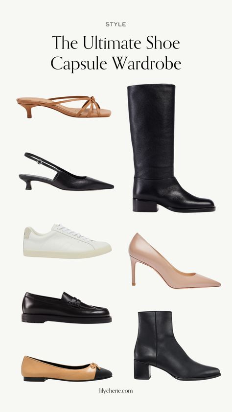 must-have shoes for women Shoes Must Haves Women, Women Shoes Must Have, Basic Flats For Women, Heels Every Woman Should Own, Capsule Wardrobe Boots, Smart Shoes Women, Versatile Shoes Women, Shoes Every Woman Should Have, Capsule Shoe Wardrobe