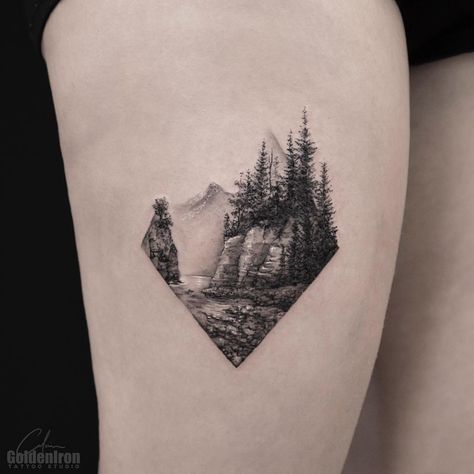 Stanley Park . . . . #tattoo #tattoos #tattoooftheday #tattooartist #art #torontotattoo #beautiful #britishcolumbia #vancouver #tattooed… Mountain Tattoo Small, Small Nature Tattoo, Natur Tattoo Arm, Geometric Mountain Tattoo, Small Wave Tattoo, Hirsch Tattoo, Dragons Tattoo, 16 Tattoo, Nature Tattoo Sleeve