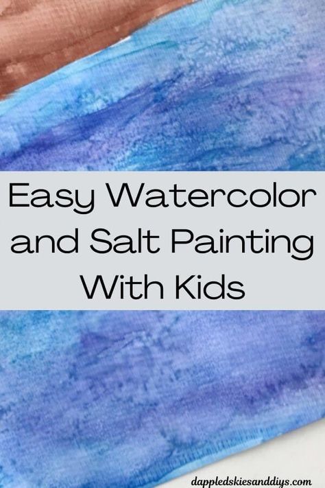 Salt Water Painting For Kids, Water Colour Salt Painting, Salt Water Coloring, Painting With Salt And Watercolor, Water Color Paint Craft For Kids, How To Salt Paint, Watercolor Salt Painting For Kids, Salt And Paint Art, Watercolor Painting Ideas For Kids