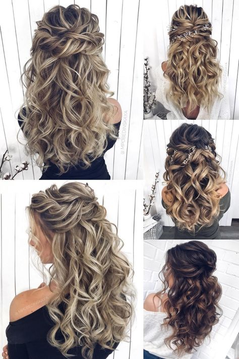 Long Wedding Hairstyles, Updo Wedding Hairstyles, Updo Bridesmaid, Wedding Hair Half, Down Wedding Hairstyles, Half Up Half Down Hair Prom, Updo Wedding, Half Up Half Down Wedding, Hairstyles Bridesmaid