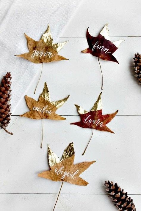 10 Thanksgiving Place Card Ideas For Your Table · Cozy Little House Beautiful Thanksgiving Table Settings, Easy Thanksgiving Decorations, Thanksgiving Table Settings Diy, Thanksgiving Centerpieces Diy, Thanksgiving Table Settings Simple, Simple Thanksgiving Table, Desserts Thanksgiving, Diy Place Cards, Thanksgiving Leaves