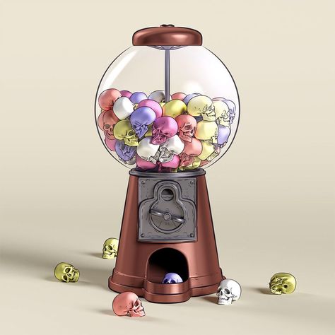 Gumball skulls Gumball Machine Drawing Art, Gumball Machine Tattoo, Gumball Machine Drawing, Gumball Machine Art, Cute Gumball Machine, Bubble Gum Machine Craft, Gacha Machine, Bubble Gum Machine, Lgbt Art