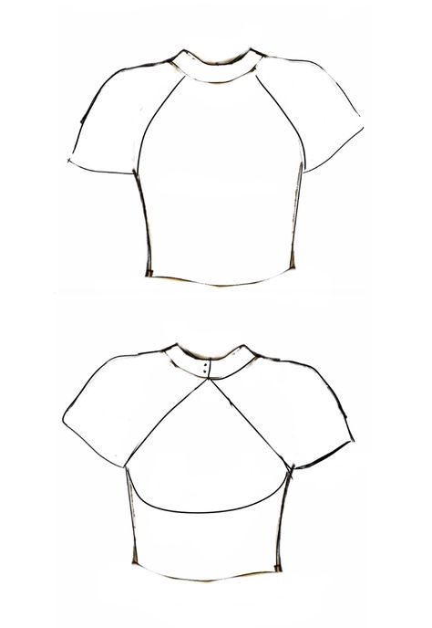 Fashion Design Sketches Tops, Crop Top Designs Drawings, Shirt Template Sewing, Tops Sketches Fashion Illustrations, Cute Shirt Designs Drawing, Mens Fashion Template, How To Draw A Tank Top, Crop Top Sketch Drawing, Drawing Shirt Ideas