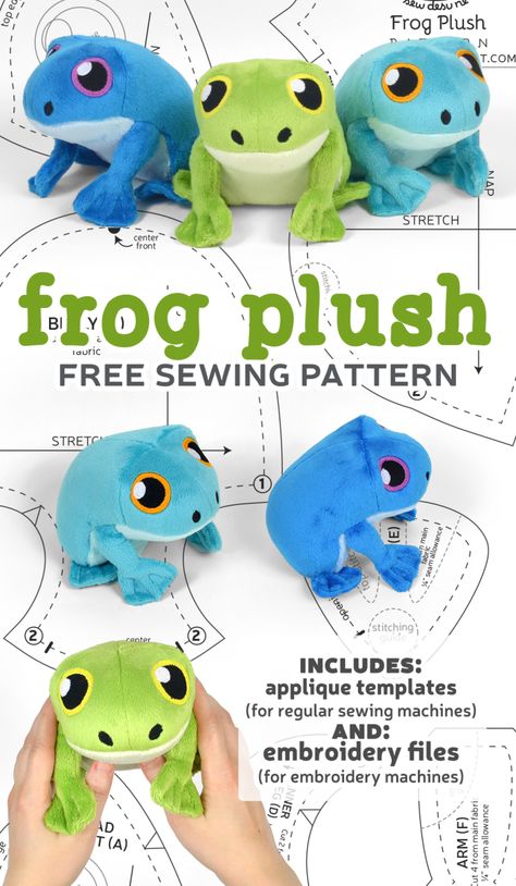 Free Pattern Friday! Frog Plush – Choly Knight Animal Fabric Patterns, Diy Plush Pattern, Frog Toy Sewing Pattern, Free Toy Sewing Patterns Templates, Animal Pillow Patterns Free Sewing, Sewing Patterns Free Stuffed Animals, Fabric Animal Patterns Free Printable, Free Frog Patterns To Sew, Free Frog Sewing Pattern